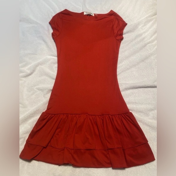 Chic Scarlet Ruffle Mini Dress - Picture 6 of 7